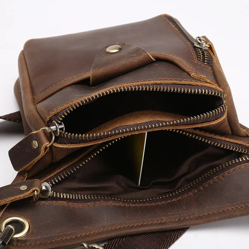 Crazy Horse leather retro satchel bag in multiple colour options including crocodile patterns