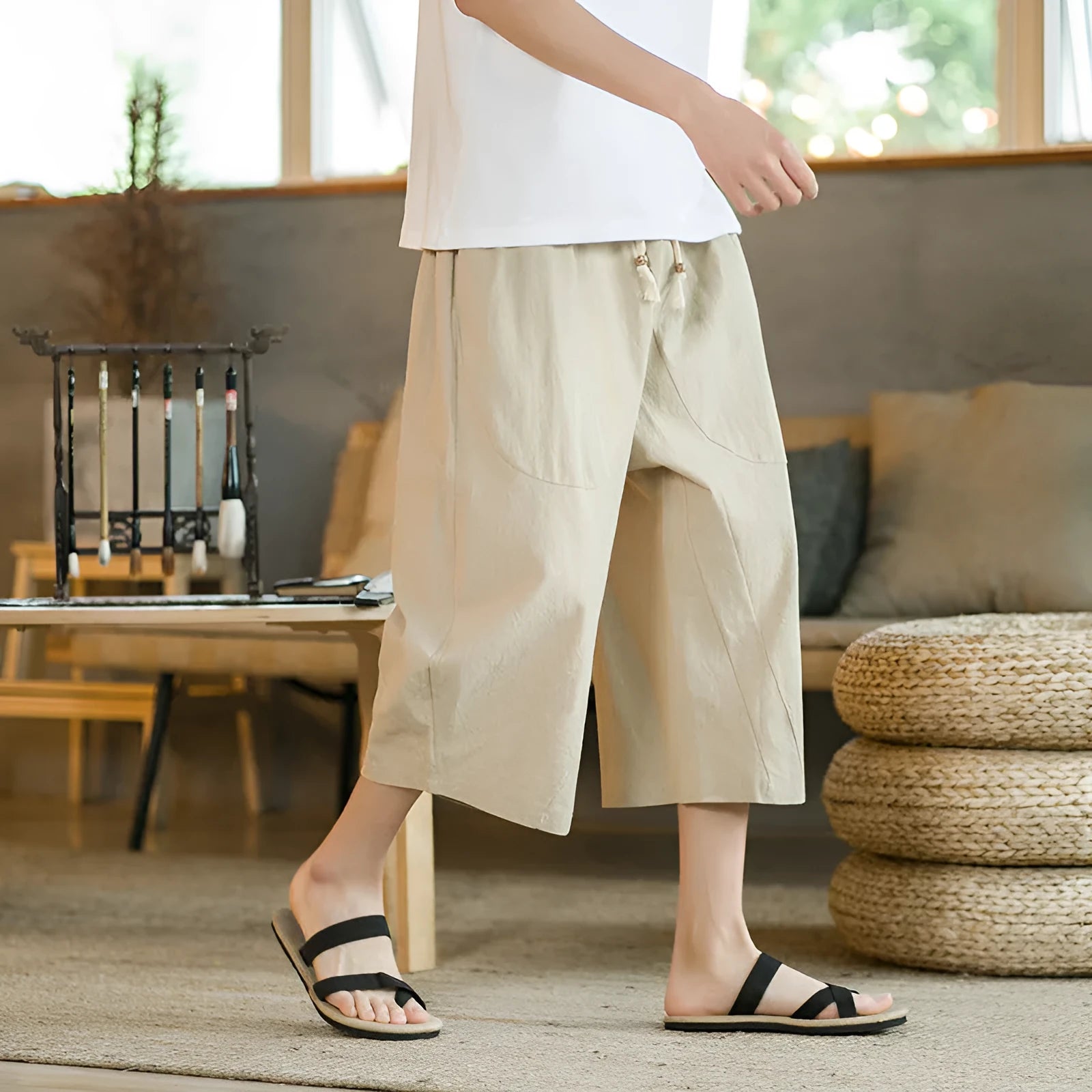 Plus size linen casual shorts in straight leg skinny fit available in multiple colours