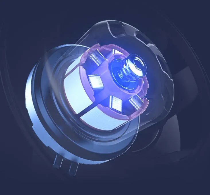 Blue foldable USB desk fan with LED light shown in wall-mounted and desk positions