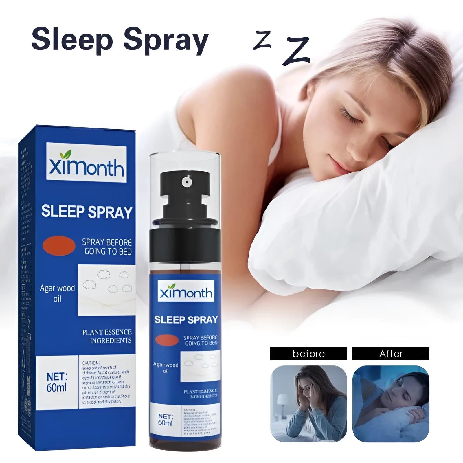 60ml lavender chamomile aromatherapy sleep spray bottle for stress relief and bedtime relaxation