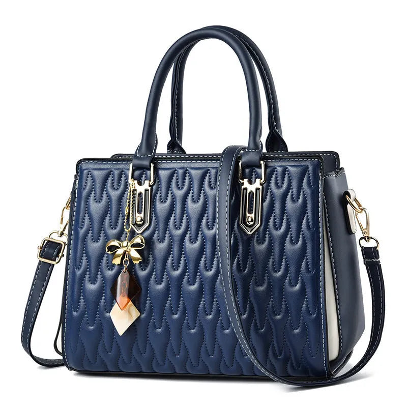 Women's large-capacity messenger bag in street trend style with pocket sandwich design