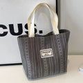 Japanese style corduroy women's shoulder bag in dark brown, grey and ivory white colours