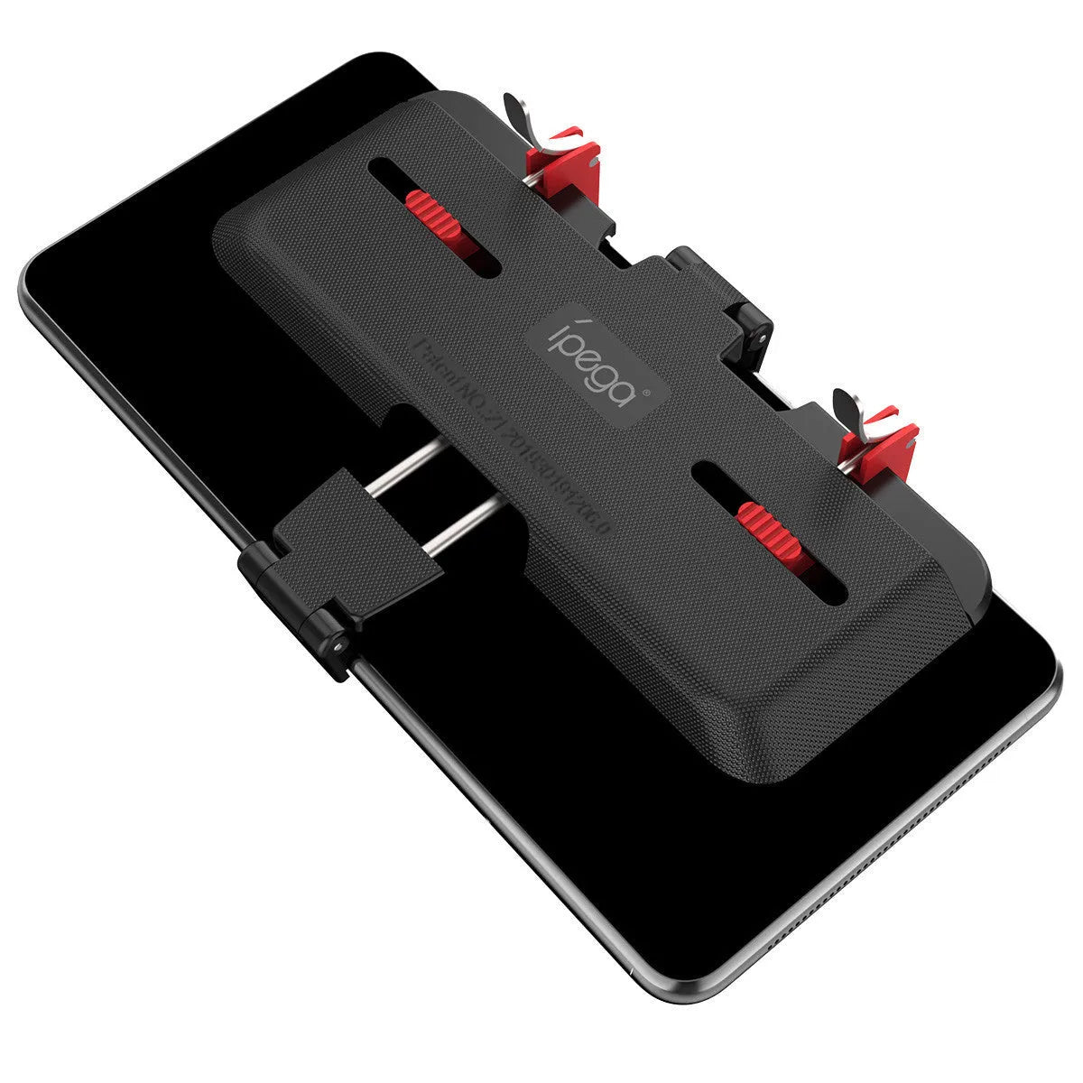 Black mobile phone gaming trigger bracket with adjustable clamp and metal trigger mechanism