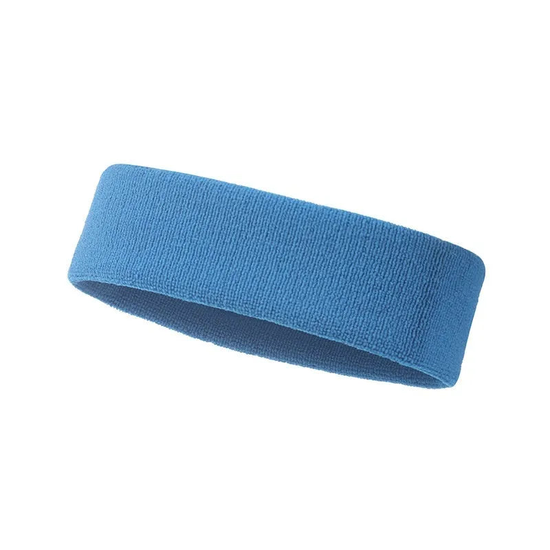 A widening sports sweat band in a solid colour, made from elastic polyester spandex material.