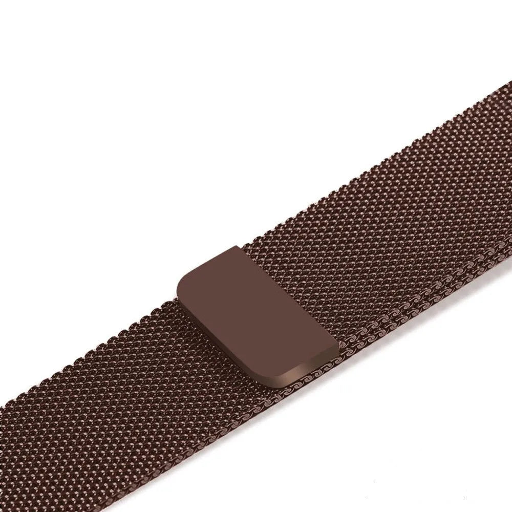 Stainless steel watch strap showing silver, black, gold, and rose gold colour options