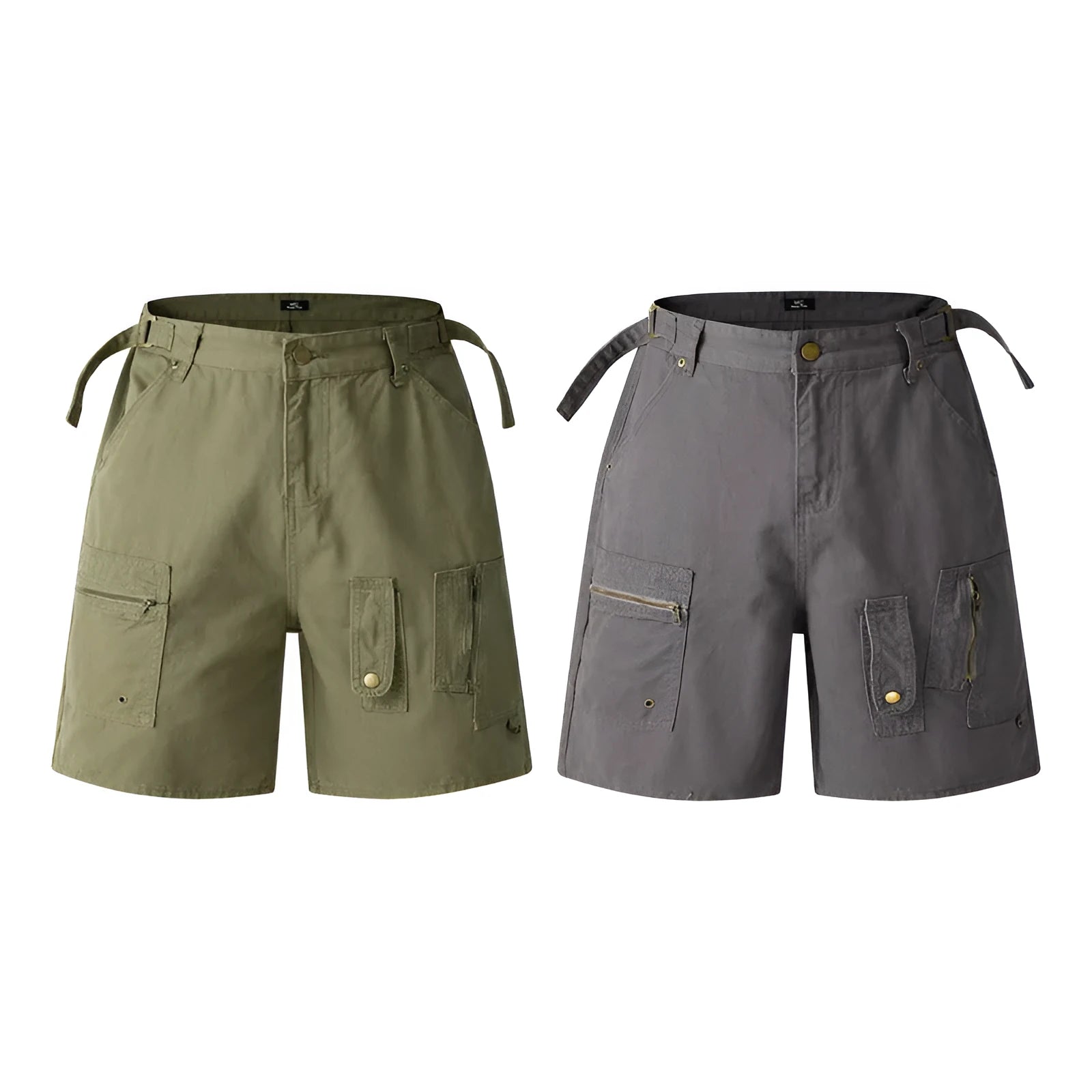Retro workwear shorts in washed cotton with loose fit and fifth pants length design