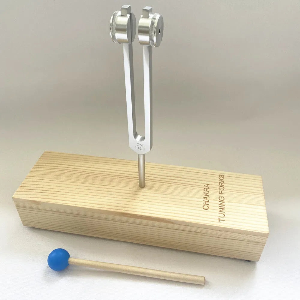 Aluminium alloy tuning fork and speaker set in kraft paper box for 432Hz or 258 frequency.