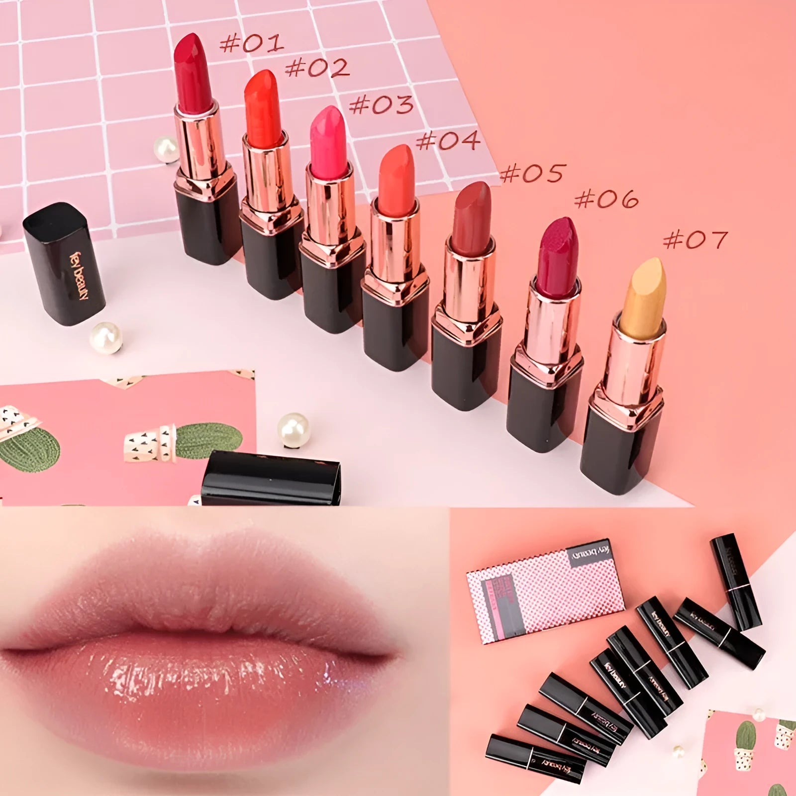 Fey Beauty moisturising lipstick tube in cameo brown nude colour 3.8g