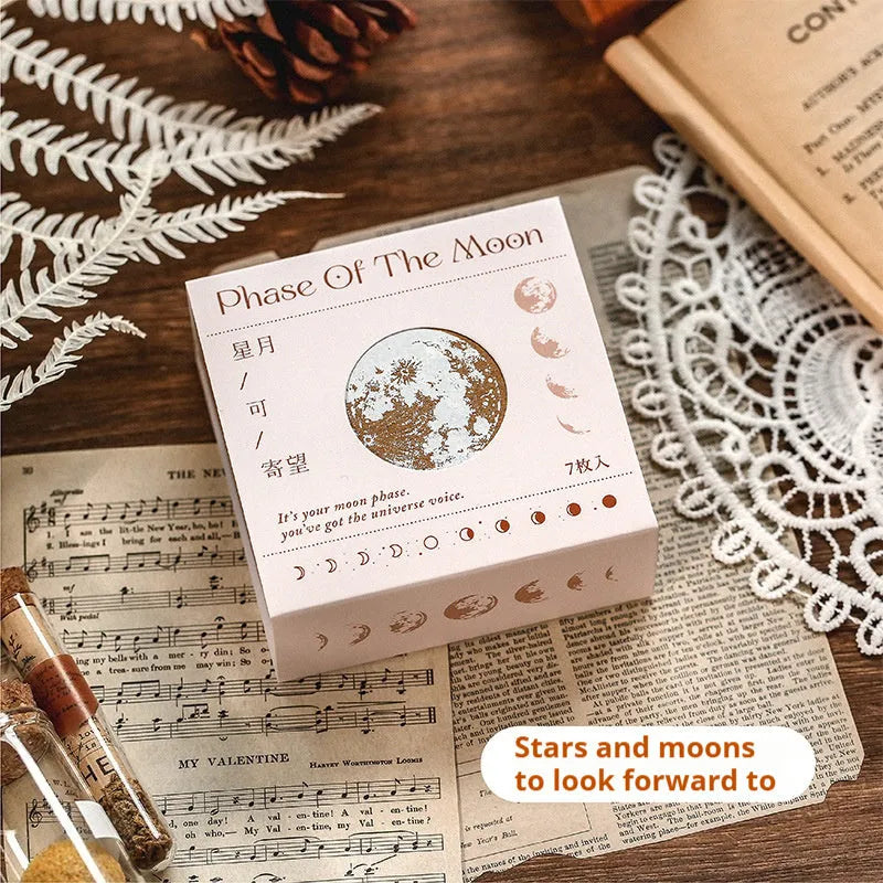Mr Paper wooden seal suit with seven vintage handmade stamps for decorative journaling