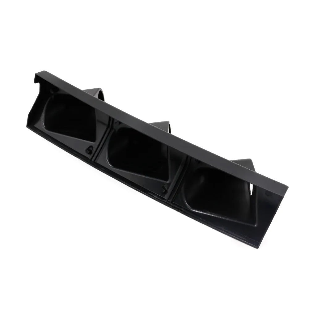 Black ABS plastic instrument stand with three mounting holes and 52mm gauge opening