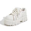 Women's beige casual leather shoes with height increasing rubber foam soles in UK size 37