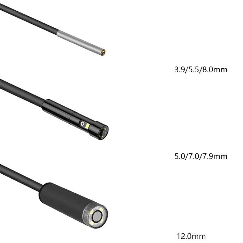 Handheld industrial endoscope with 4.5-inch colour screen and 1-metre probe for automotive inspection.