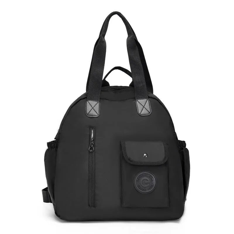 Outdoor backpack showing 48cm height dimensions with nylon material and organisational pockets