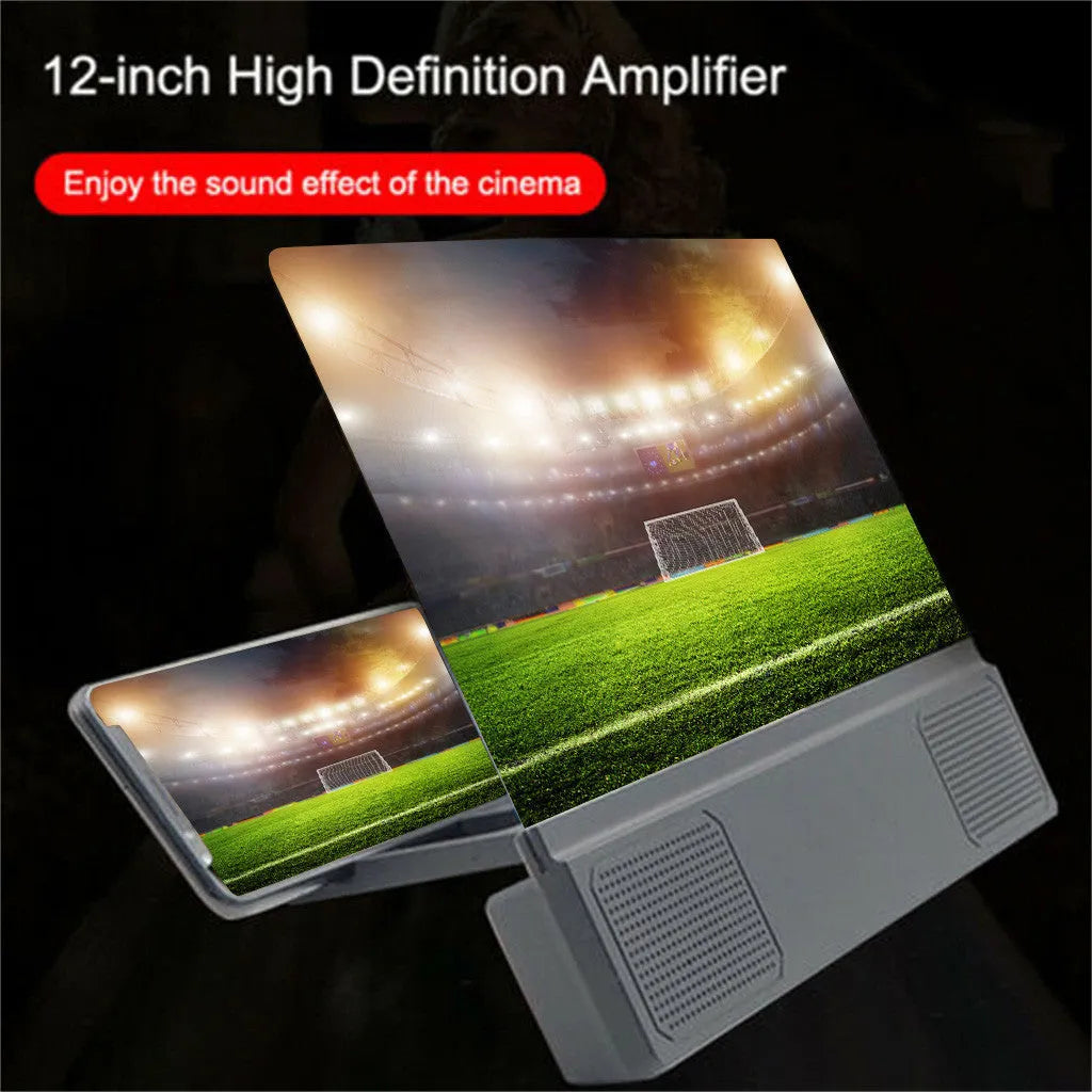 12-inch mobile phone screen amplifier with built-in speakers and adjustable gooseneck stand folded for storage
