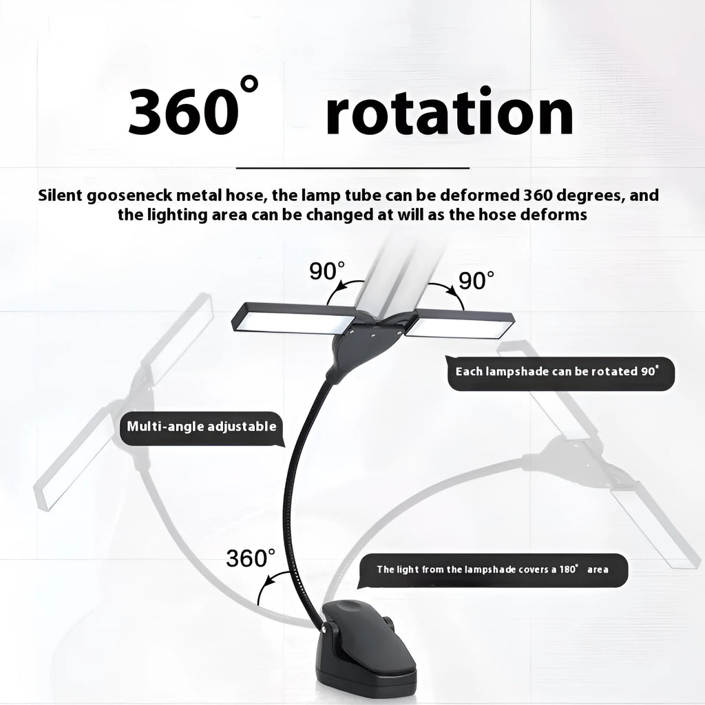 Black rechargeable music stand lamp with 28 LEDs for sheet music illumination