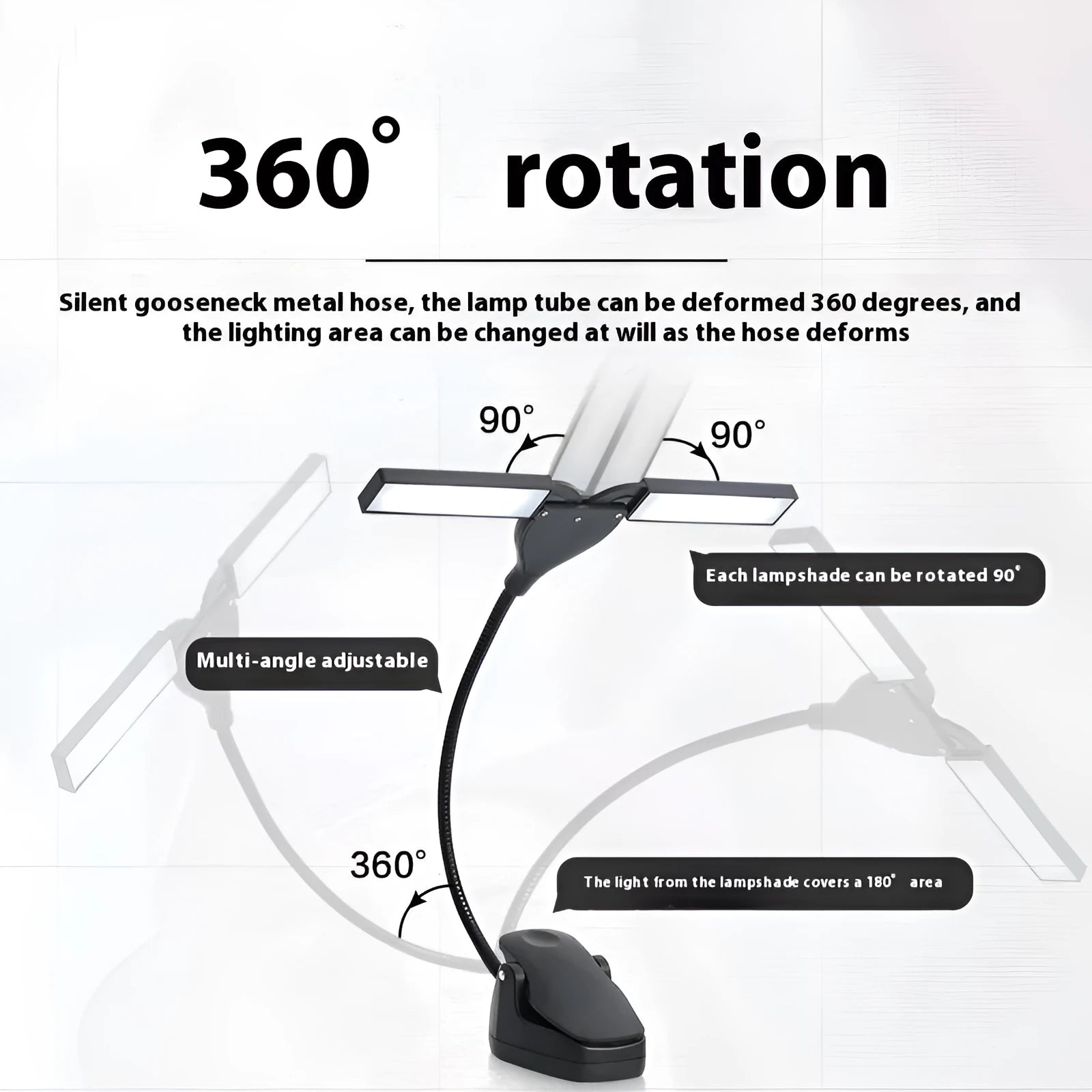 Black rechargeable music stand lamp with 28 LEDs for sheet music illumination