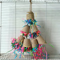 Palm leaf woven paper cup shaped parrot gnawing toy hanging at 38cm height