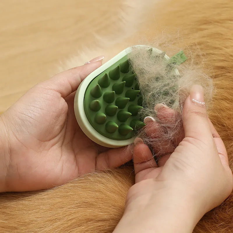 Silicone pet bath brush with massage bristles for dog and cat grooming in shower