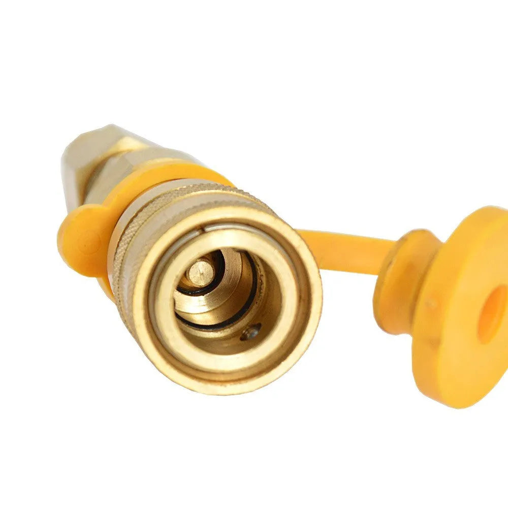 Gold colour brass gas propane conversion charging connector with 3/8 inch threads