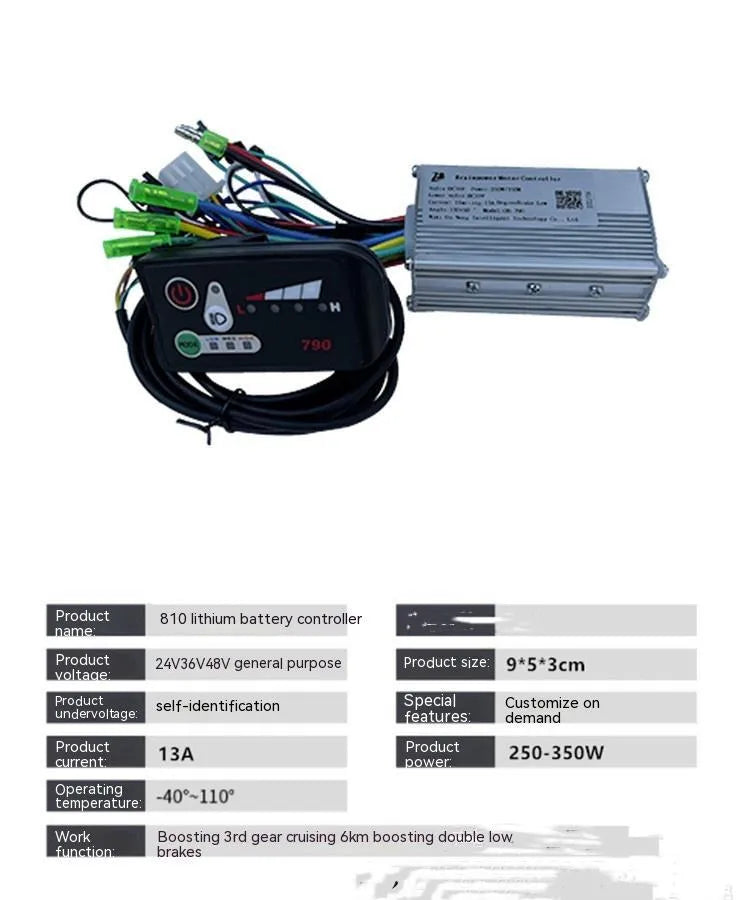 6-tube electric bicycle scooter controller measuring 9x5x3cm for 250-350W systems