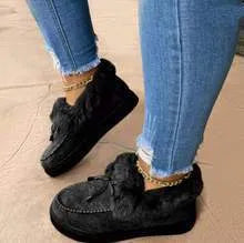 Women's round-toe cotton slippers with velvet lining and a thick rubber sole in multiple colours.