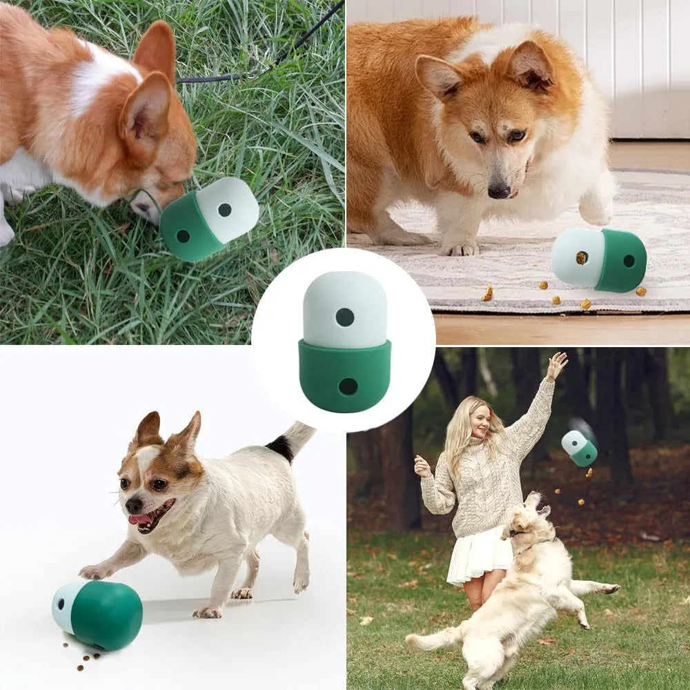 Dog treat puzzle ball 8x11cm in food grade silicone with detachable design