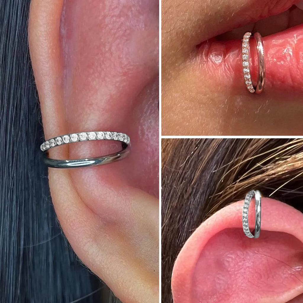 F136 titanium alloy fork nose ring body jewellery in silver, gold, black, and rose gold colours.