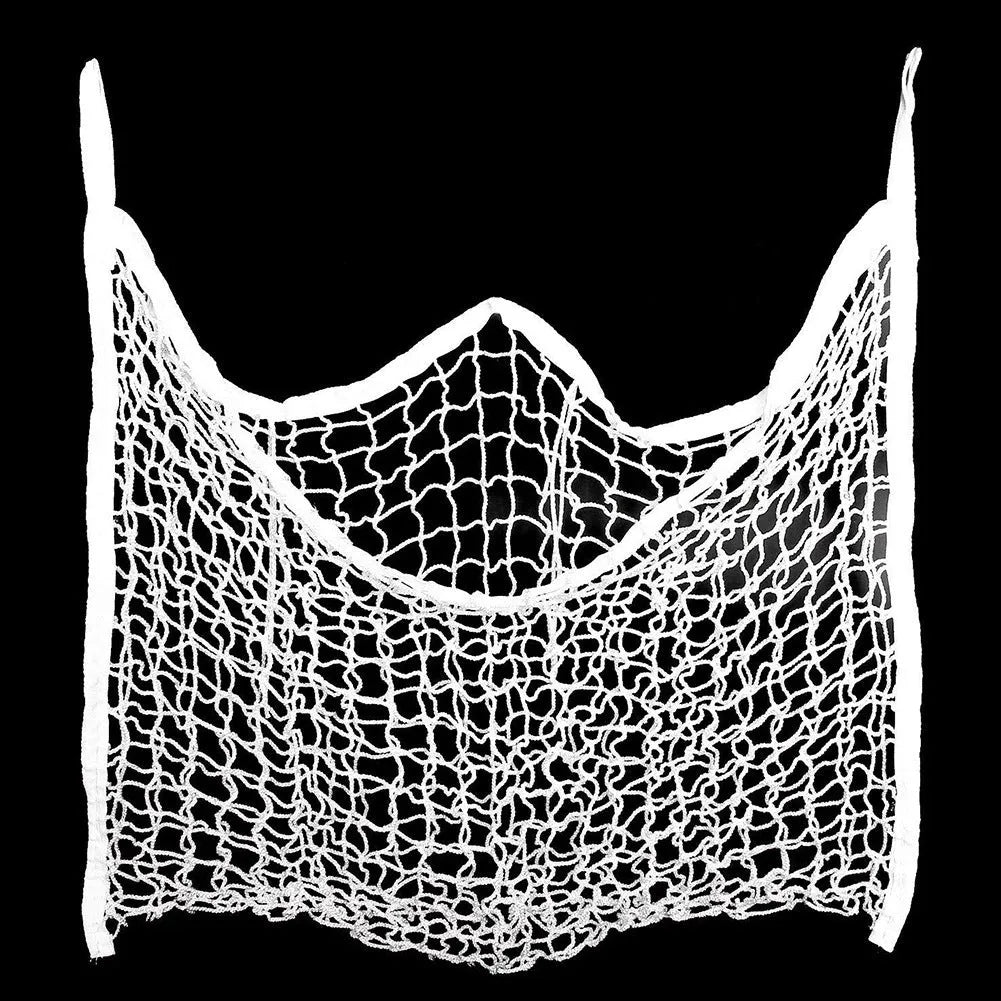 Woven grid horse hanging feeding bag in black colour with PE rope construction