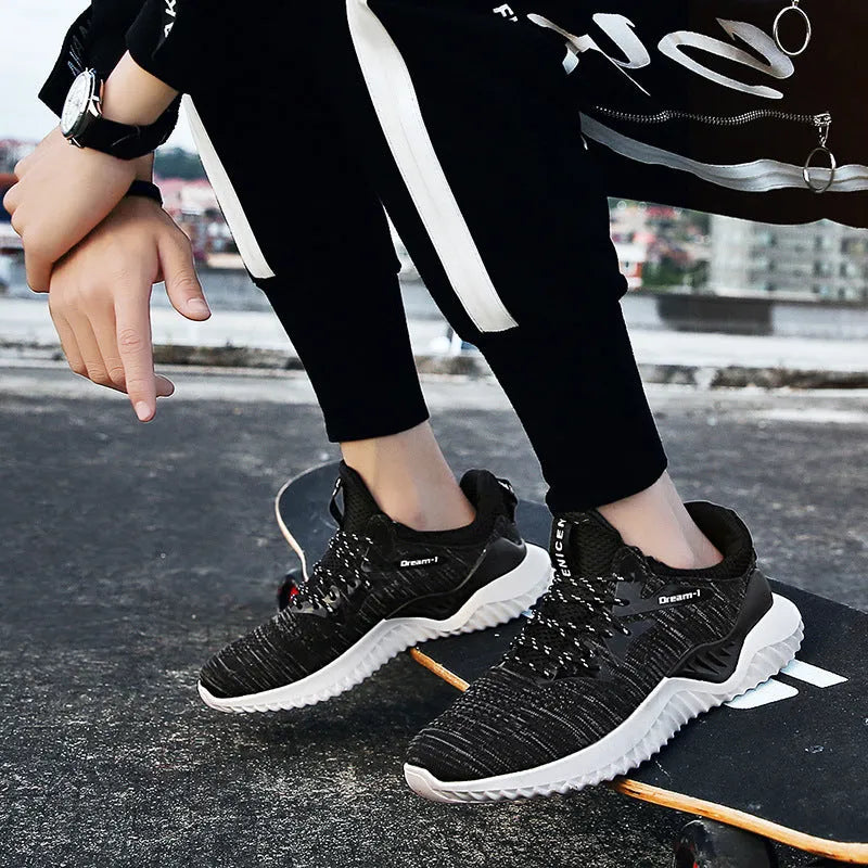 Adult breathable running shoes with mesh upper, MD sole, and front strap in multiple colour options