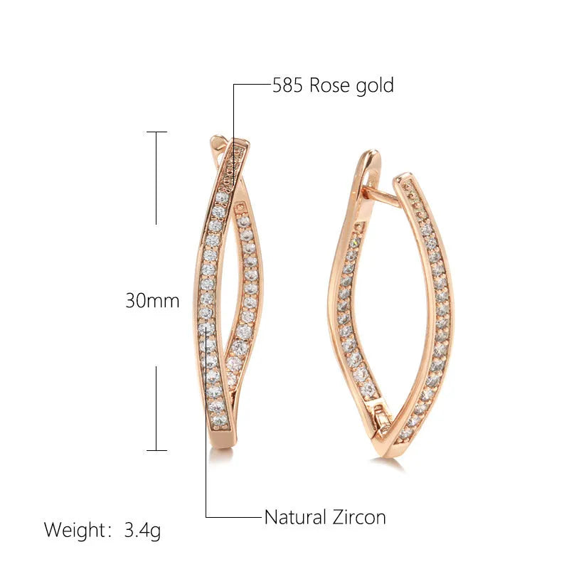 Geometric copper earrings with zircon accents in H0493 colour for women