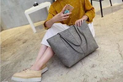 EuropeShoulder Bag Handbag simple fashion accessory black grey leather look