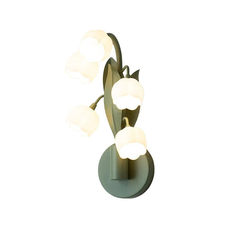 French pastoral style wall-mounted bedside lamp with modern minimalist design and green tricolour light