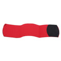 Red rubber football shin guard magic tape belt isolated on white background.
