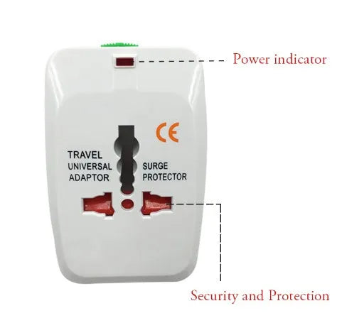 Universal travel adapter plug converter for mobile phone charging with 73x50x39mm compact size