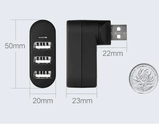USB 2.0 hub splitter with multiple ports in black or white colour options