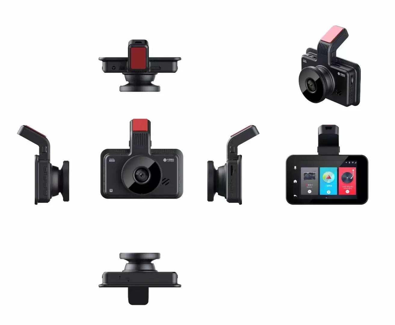 3-inch screen car dash cam DVR with dual lens for front and rear vehicle recording.