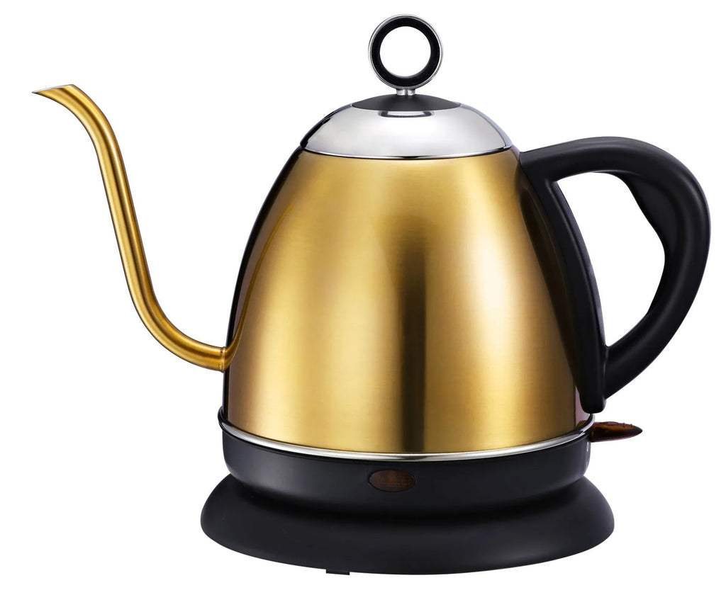 Stainless steel electric kettle in gold colour with touch control panel and 1L capacity