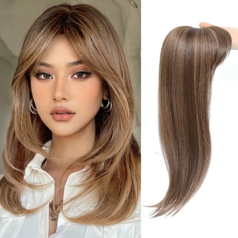 35cm long synthetic clip-in wig hairpiece with buckle clasp in one of six colour styles.
