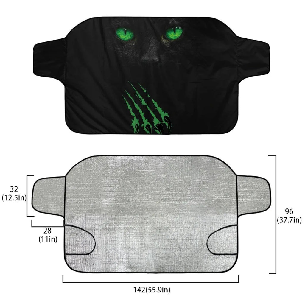 Universal car front snow protection cover made of aluminium foam fabric, measuring 130 by 70 centimetres.