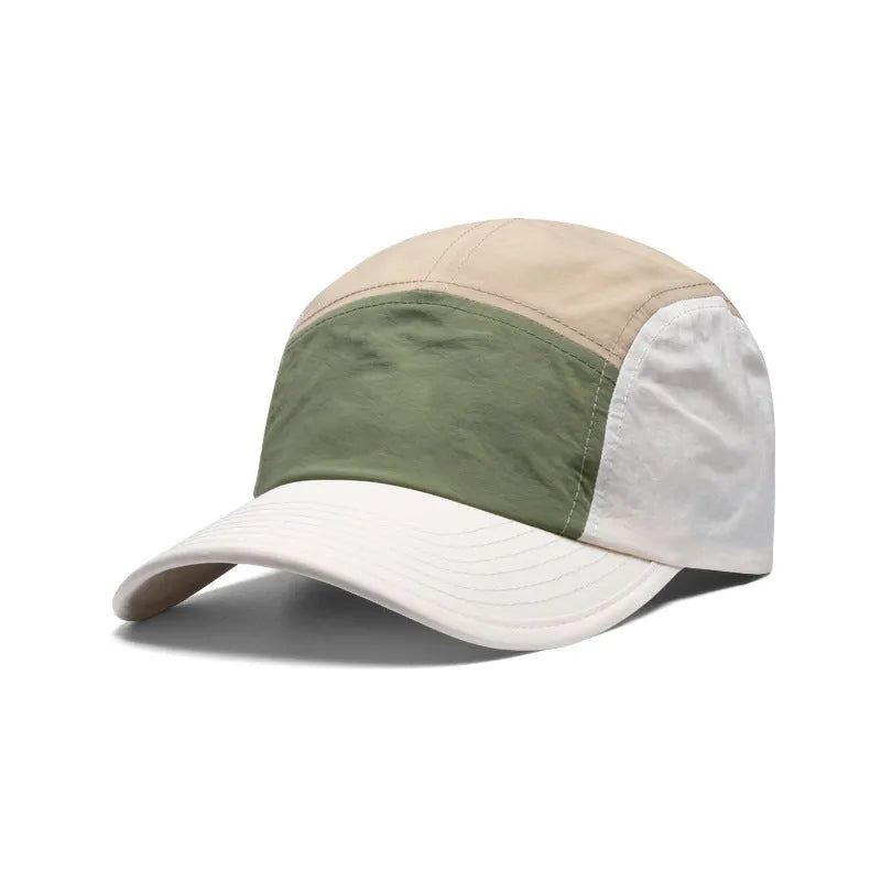 Men's khaki green quick-drying cotton polyester baseball cap with curved brim.