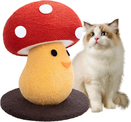 Foldable accordion design cardboard cat scratcher with round mushroom shape for furniture protection