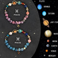 A pair of adjustable natural stone beaded bracelets on a wrist, representing Chinese zodiac signs.