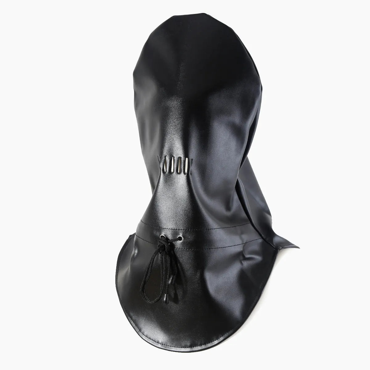 Black leather breathable mask with adjustable headgear straps