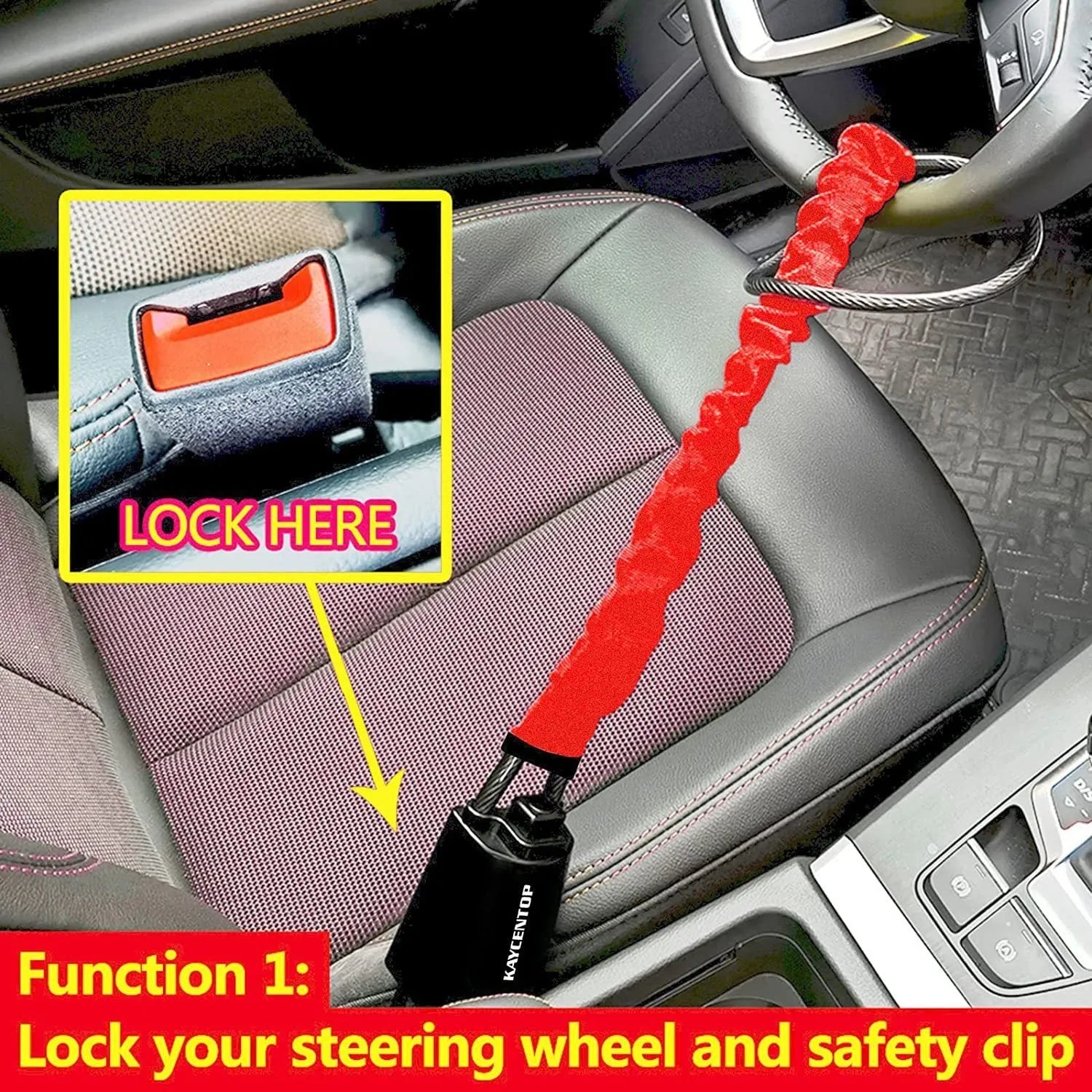 Red iron car steering wheel lock with copper core for General Motors vehicles