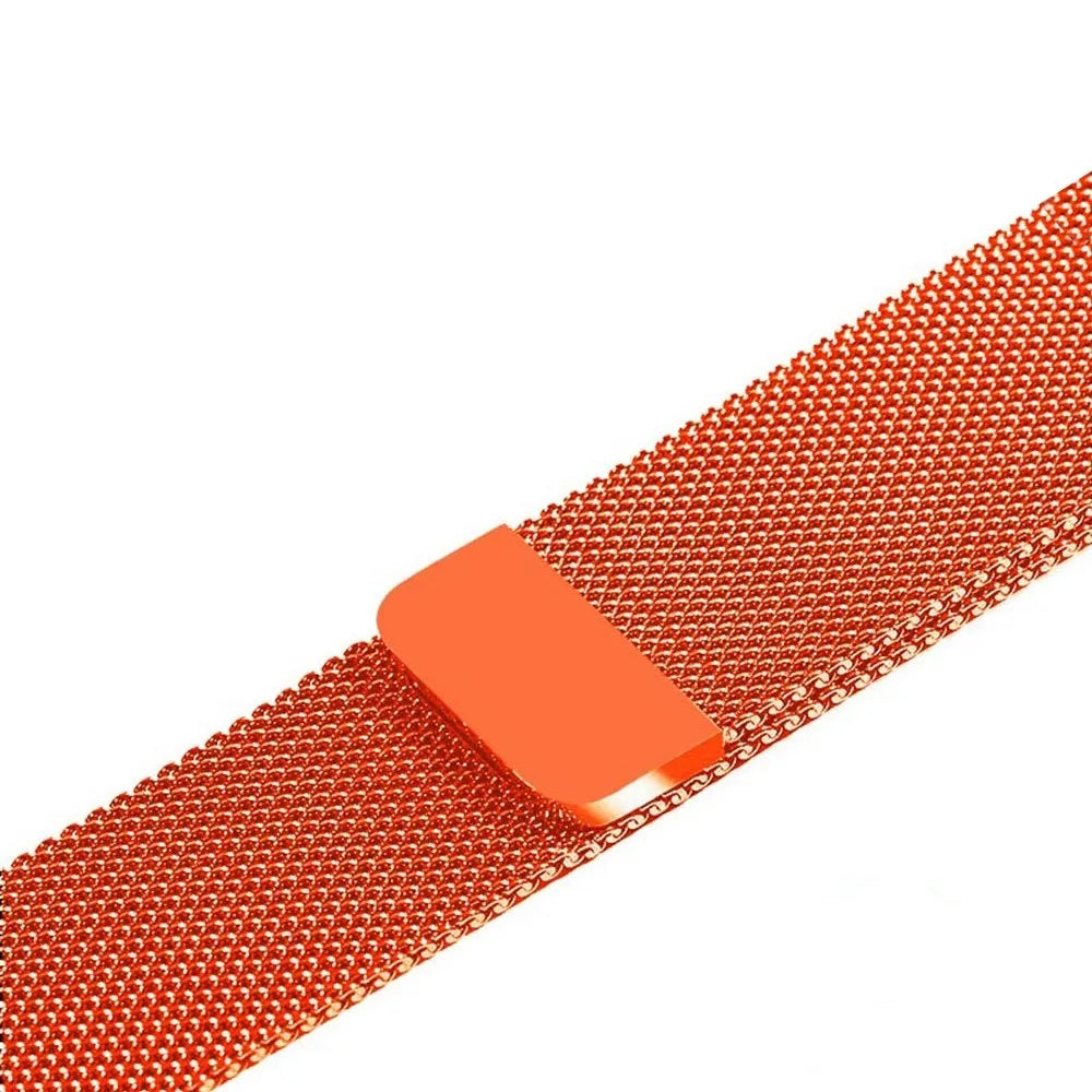 Stainless steel watch strap showing silver, black, gold, and rose gold colour options