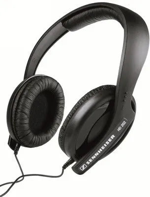 Black head mounted stereo headphones with microphone and 3.5mm plug
