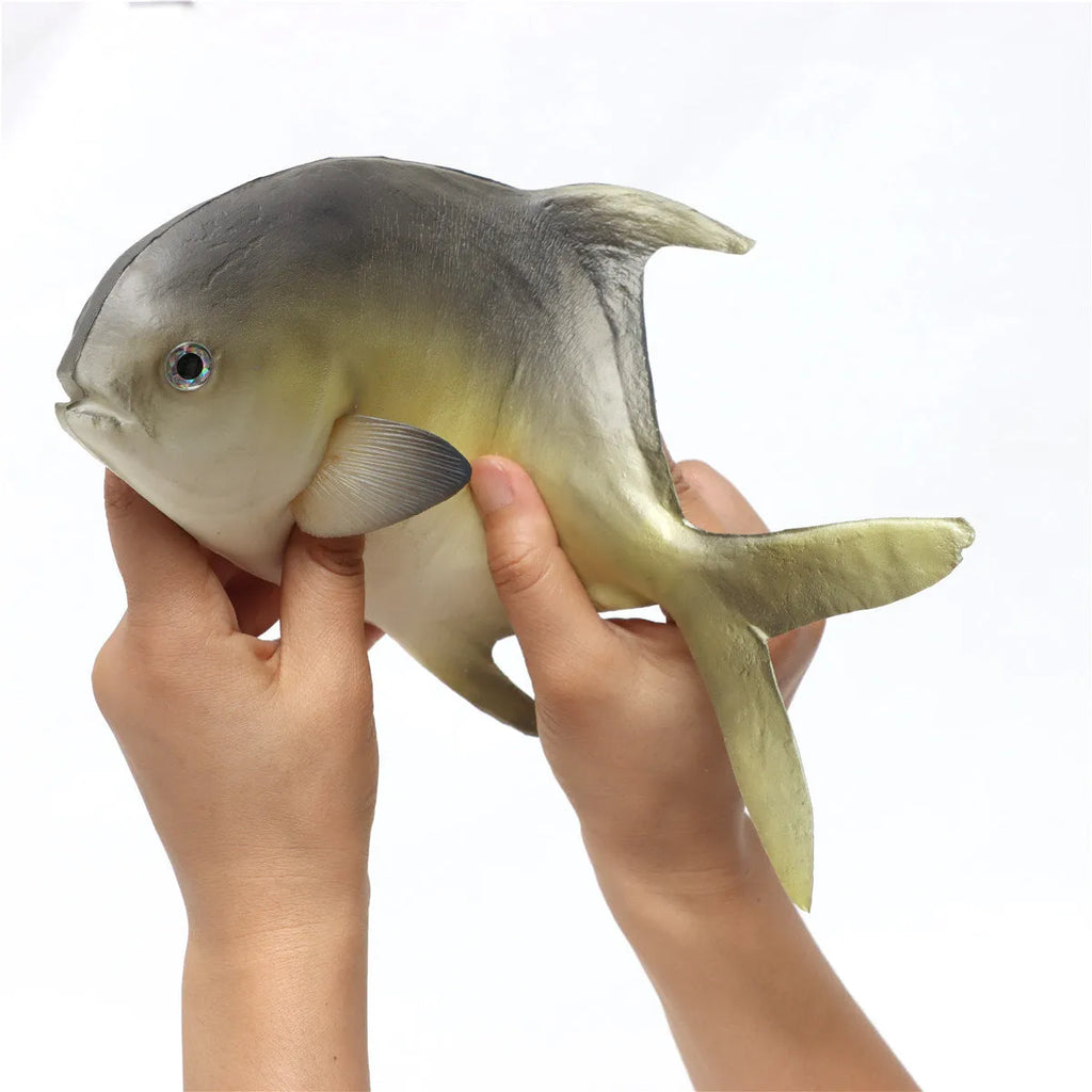 Set of three PU simulated fish ornaments: yellow-fin tuna, flower fish, small tuna, yellow croaker.
