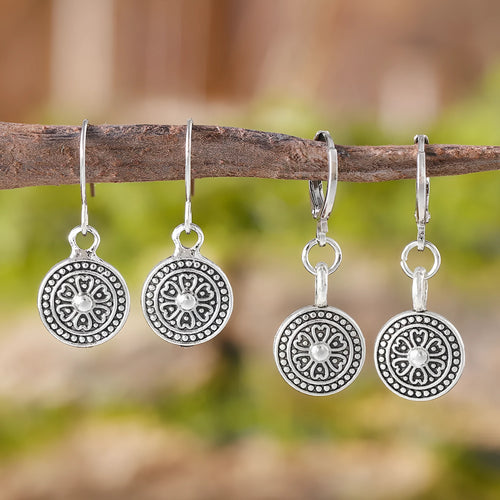 Bohemian retro round print distressed ethnic earrings in zinc alloy geometry shape