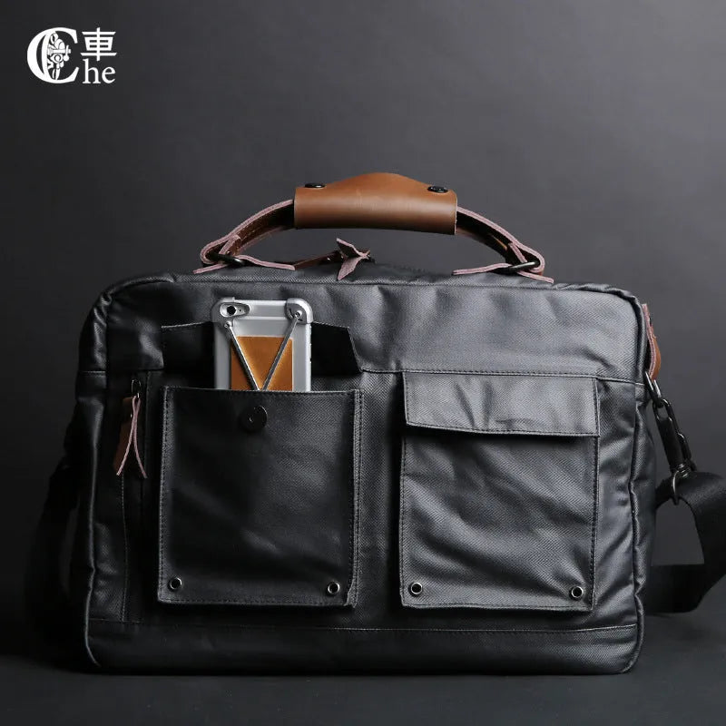 Dpark single shoulder sling laptop bag for 14 and 15 inch devices in black, brown, or khaki.