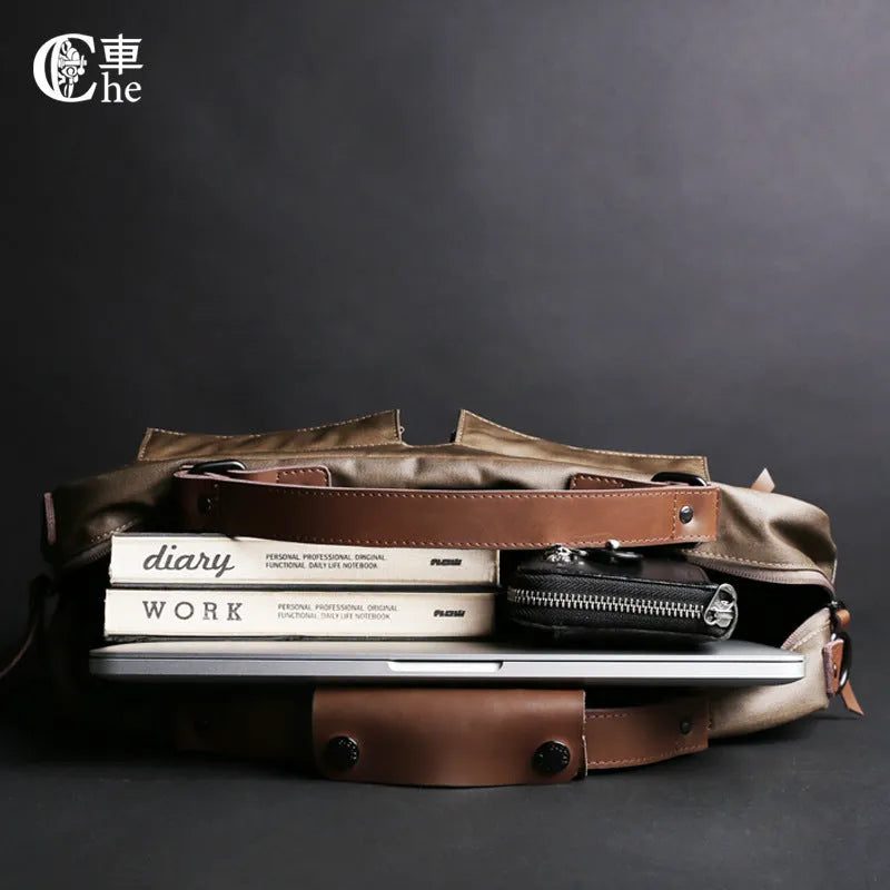 Dpark single shoulder sling laptop bag for 14 and 15 inch devices in black, brown, or khaki.